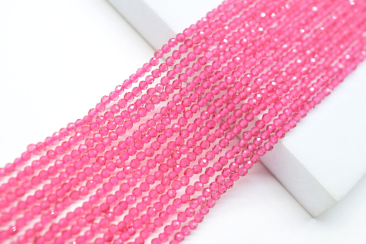 Pink Faceted Beads/Beads Strand/Jewerly Making Beads/3.5mm Pink Stone Beads Strand/Loose Beads/Rondelle Beads/Full Strand Beads/Gift