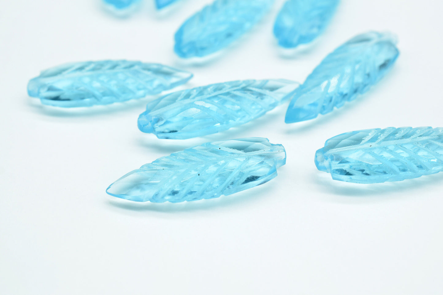 Sky Topaz 10x30mm Teardrop Faceted carved Briolettes,Sky Topaz Carving Briolettes,Sky Topaz Leaf Carved Briolettes,Topaz Hand Carved Beads,