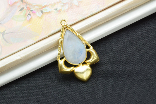 Moonstone Necklace Pendant/Single Bail Charm/Jewelry/Faceted Pendant/Gemstone Component/Necklace Pendant/Summer Collection/Anniversary Gift