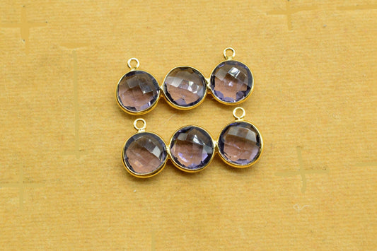 Amethyst Attached Bezel Pendant,Gemstone Component,Double Bail Pendant,Amethyst Earring,Charm Pendant,Jewelry Making Supply,Amethyst Jewelry