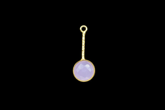 Rose Quartz Pendant/Gemstone Component/Single Bail Charm/Necklace Pendant/Round Shape Charm/Wholesale Supply/Gold Plated Jewellery/Gift