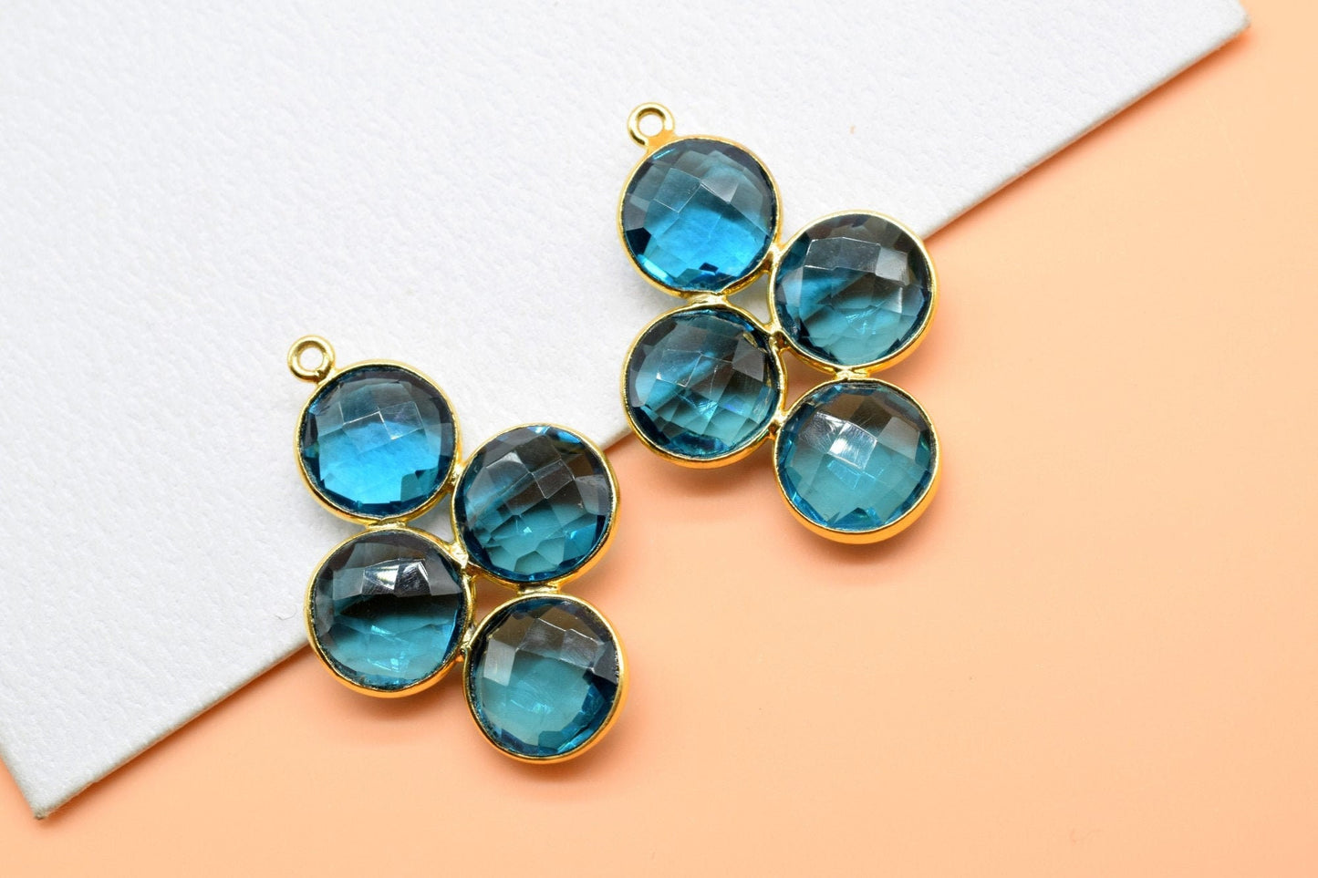 London Blue Topaz Pendant,Topaz Gemstone bezel Component,Blue Topaz Bezel Pendant,Topaz Bezel Earring,Topaz Attached Bezel,Gift Pendant