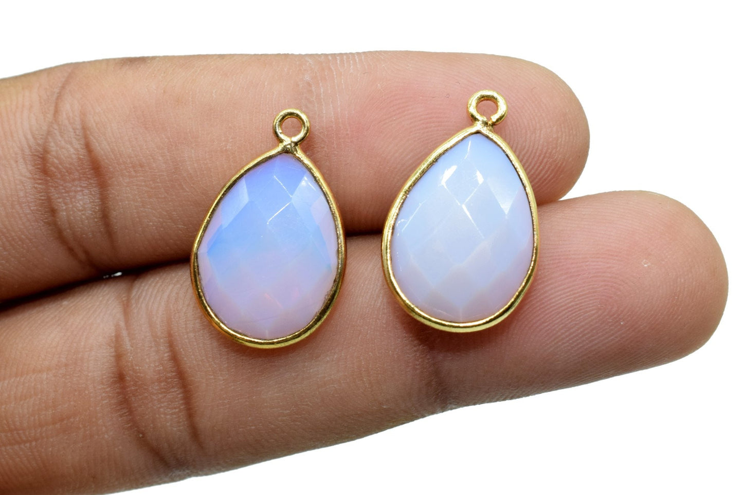 Pink Opal 12x16mm Bezel charm,Pink Opal Teardrop pendant,Pink opal Gold Plated bezel,Hot Selling Pink Opal Single Bail Connector,  Pendant