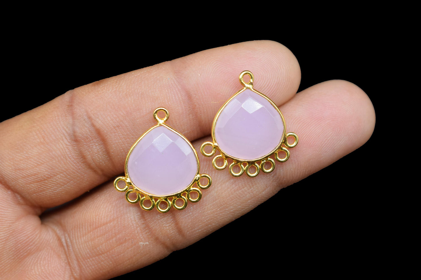 Rose Quartz 14mm Heart Bezel Charm/Charms Connector/Handmade Jewellery Connectors/Gemstone Brass Component/Women Jewelry/B'day Gift