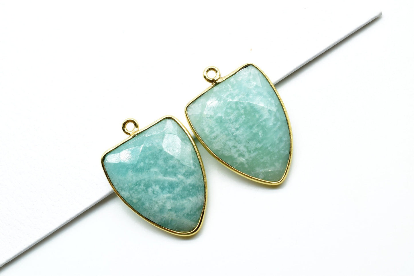 Amazonite 17x22mm Triangle shape pendant,Amazonite single loop connectors,Amazonite Faceted Bezel Link Connector,Amazonite fancy connectos