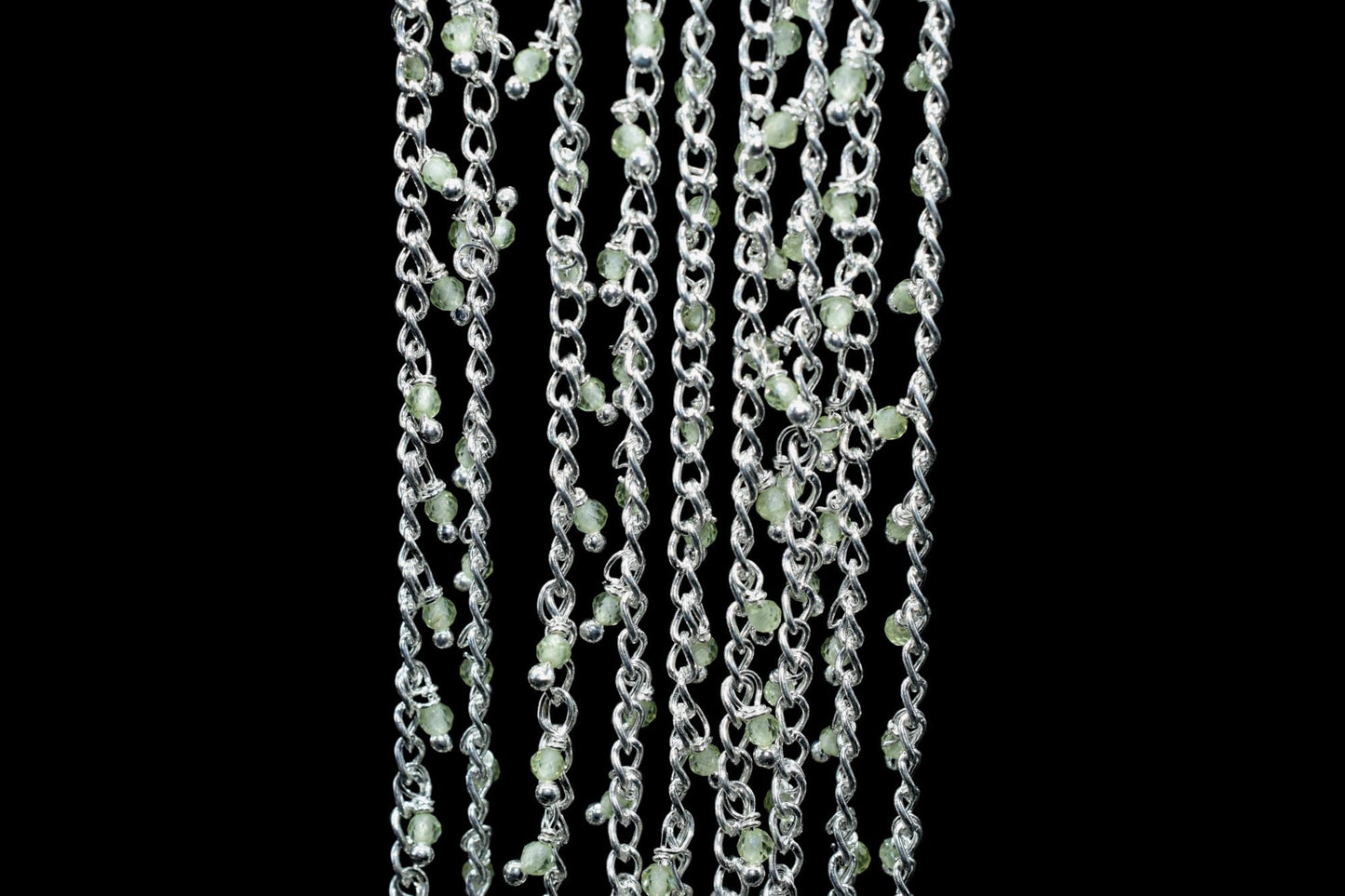 2mm Prehnite Rosary Chain,Prehnite Beads wire wrapped chain,Gemstone Beads Rosary Chain,Prehnite Cluster Rosary,Jewelry Craft,Green Rosary