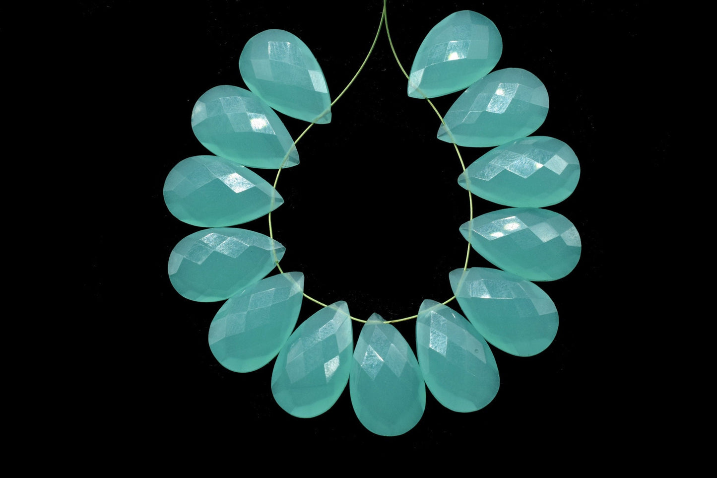 Aqua Chalcedony Pear shape 12x20mm Briolettes,Aqua Chalcedony Teardrop Briolette,Match Pair- Aqua Chalcedony Faceted Briolettes Calibrated