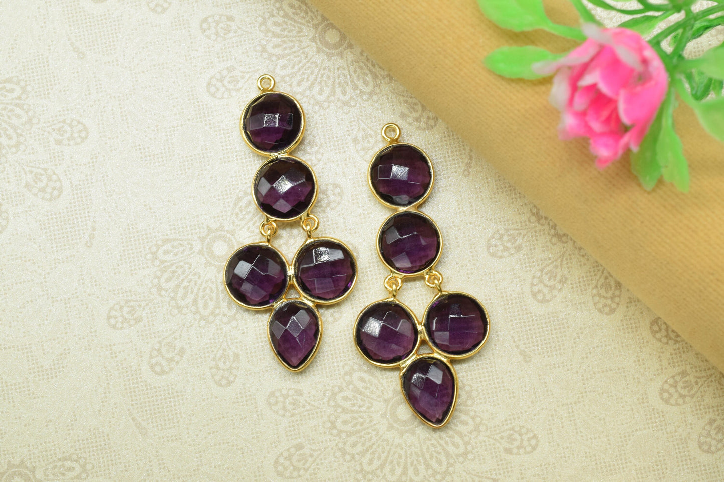 Handmade Pendant Connectors,Gemstone Craft Supply,Elegant Finding Beads,Components Beads Jewelry,Station Bezel Link,Components Earrings,Gift