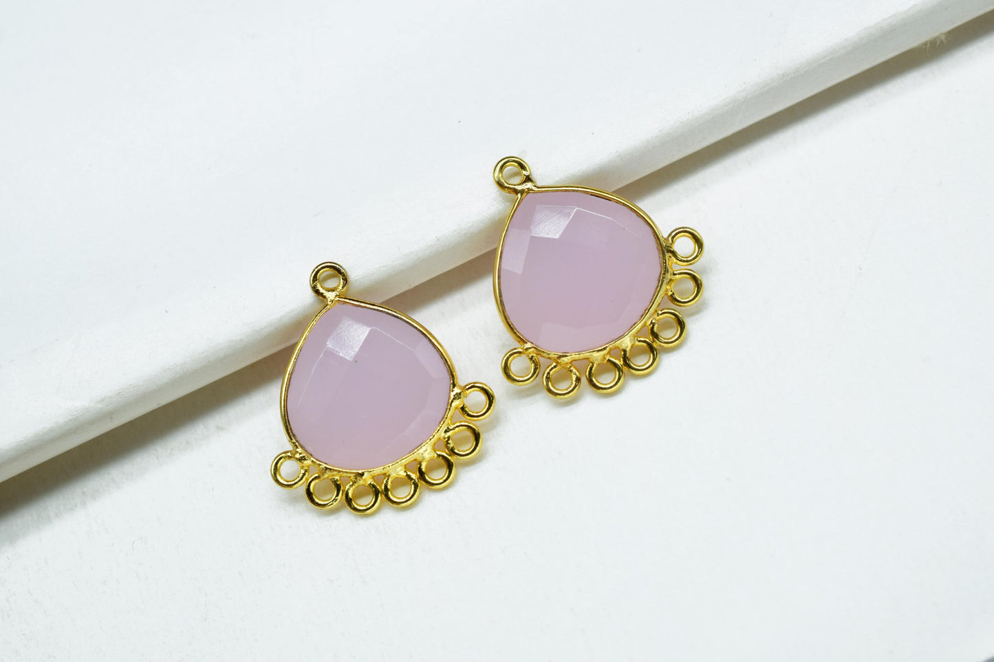 Rose Quartz 14mm Heart Bezel Charm/Charms Connector/Handmade Jewellery Connectors/Gemstone Brass Component/Women Jewelry/B'day Gift