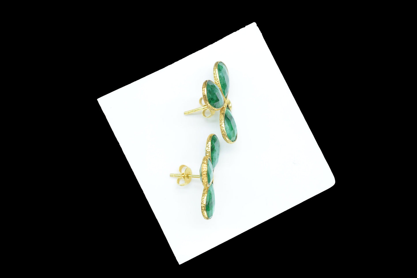Emerald Gemstone Earring Connector/Gold Plated Jewelry/Emerald Handmade Jewelry/Bezel Component/Jewelry making Stone/Pear Shape Stone/Gift