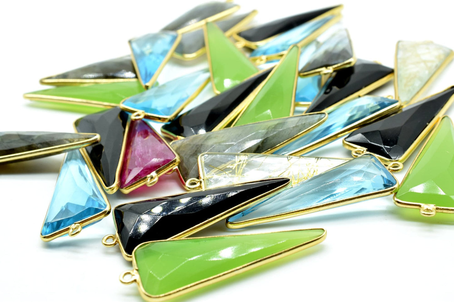 Labradorite 16x38mm Trillion Shape bezel,Gold Plated bezel,Labradorite Bezel Charm,Gold Vermeil Bezel,jewelry making charmGold-Filled bezel