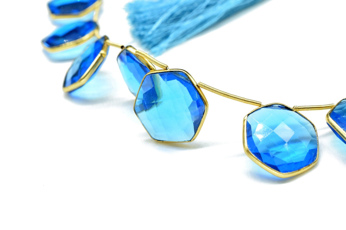 London Blue Topaz 15mm Hexagon shape charms ,Blue Topaz side drilled charms, bezel,Gemstone Hexagonal Charm,Jewelry