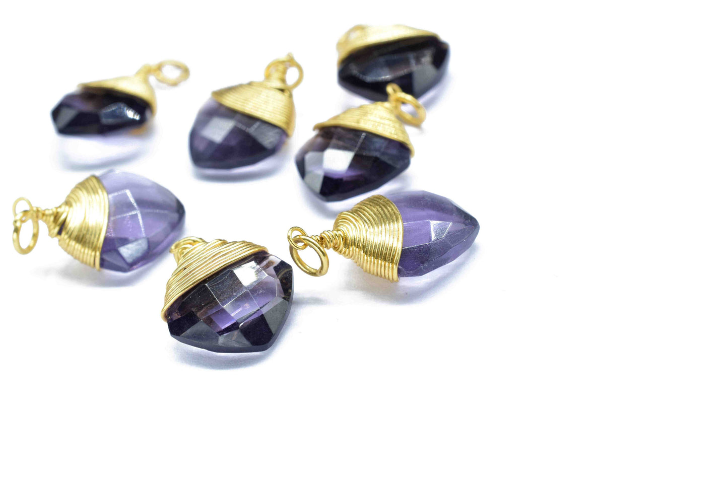 Amethyst Wire Wrapped Connectors,Purple Gemstone Pendant,loop Connector,Wire Wrapped Necklace,12mm Square Shape Pendant,Amethyst jewelry,