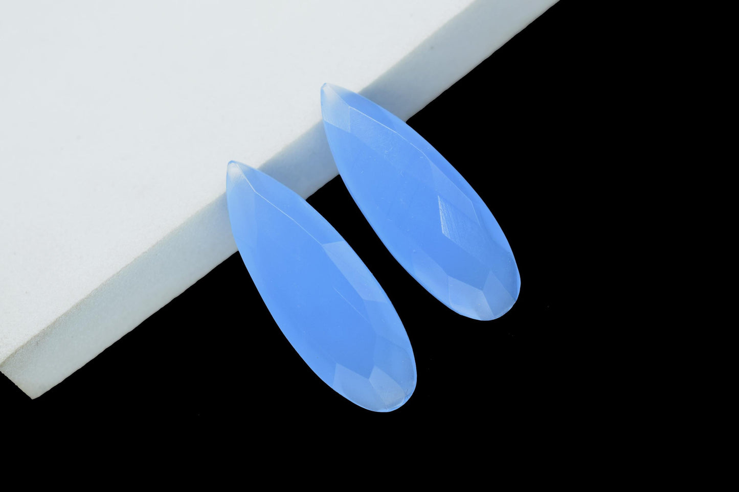 Blue chalcedony Faceted 10x30mm Teardrop Shape Briolette,Chalcedony Semi Precious Bead Jewelry,Gemstone Both Side Cut Loose Fancy Beads,Gift