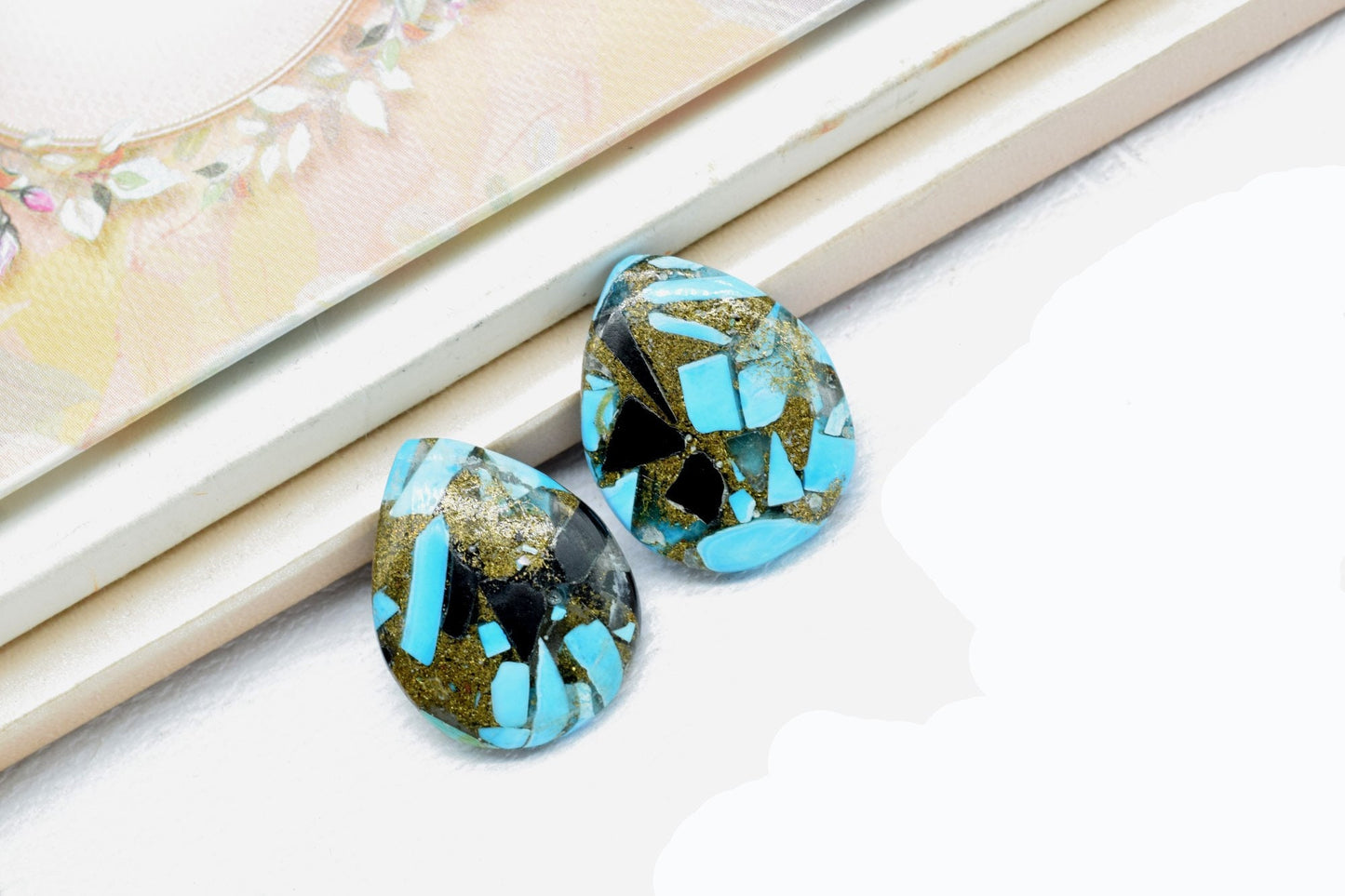 Oyster Copper Turquoise Beads, 18x23mm Teardrop beads,Smooth Briolettes,Wholesale Price Beads, Mystic Beads,Rare Copper Turquoise Briolettes