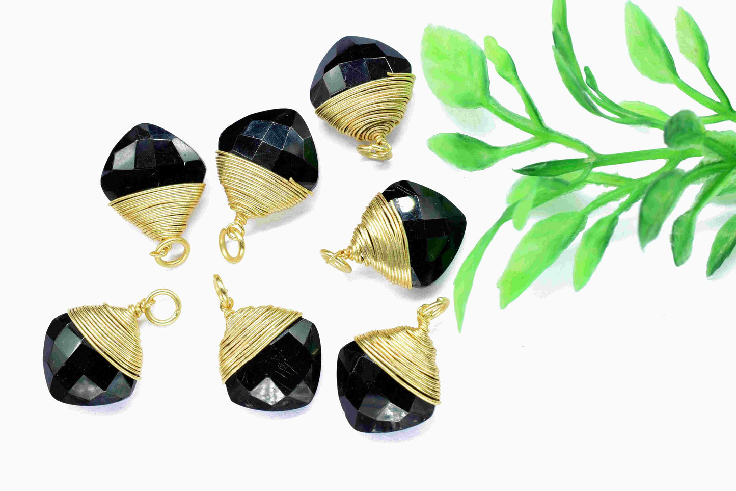 Black Onyx Square Faceted Connector,Gemstone Wire Wrapped Pendant,Loop Connector,Pendant Jewelry,Wire Wrapped Necklace,Black Onyx Jewelry
