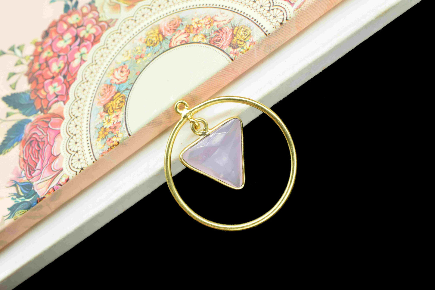 Handmade Triangle Bezel Pendant,Finding Round,Gemstone Circle Components,Beads Pendant Jewelry,Components Dangle Earring,Station Link Supply