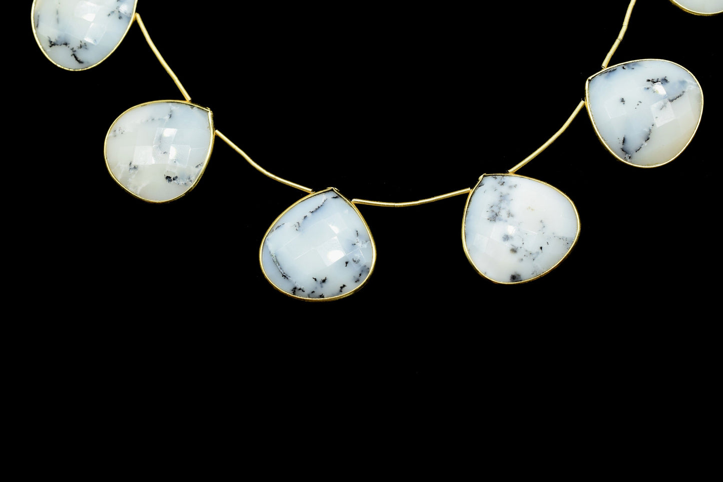 Dendrite Opal  20mm heart shape bezel strand,Gemstone Drilled bezel strandgemstone Charm,Faceted Gemstone JewelryMaking Component