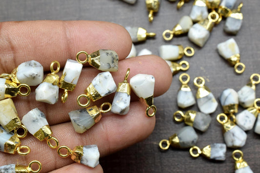 Dendrite Opal Raw Pendants,Rough Electroplated Chams,Dendrite Pendant Connectors Jewelry Necklace,Loose Rough Stone Pendant,Gemstone Pendant