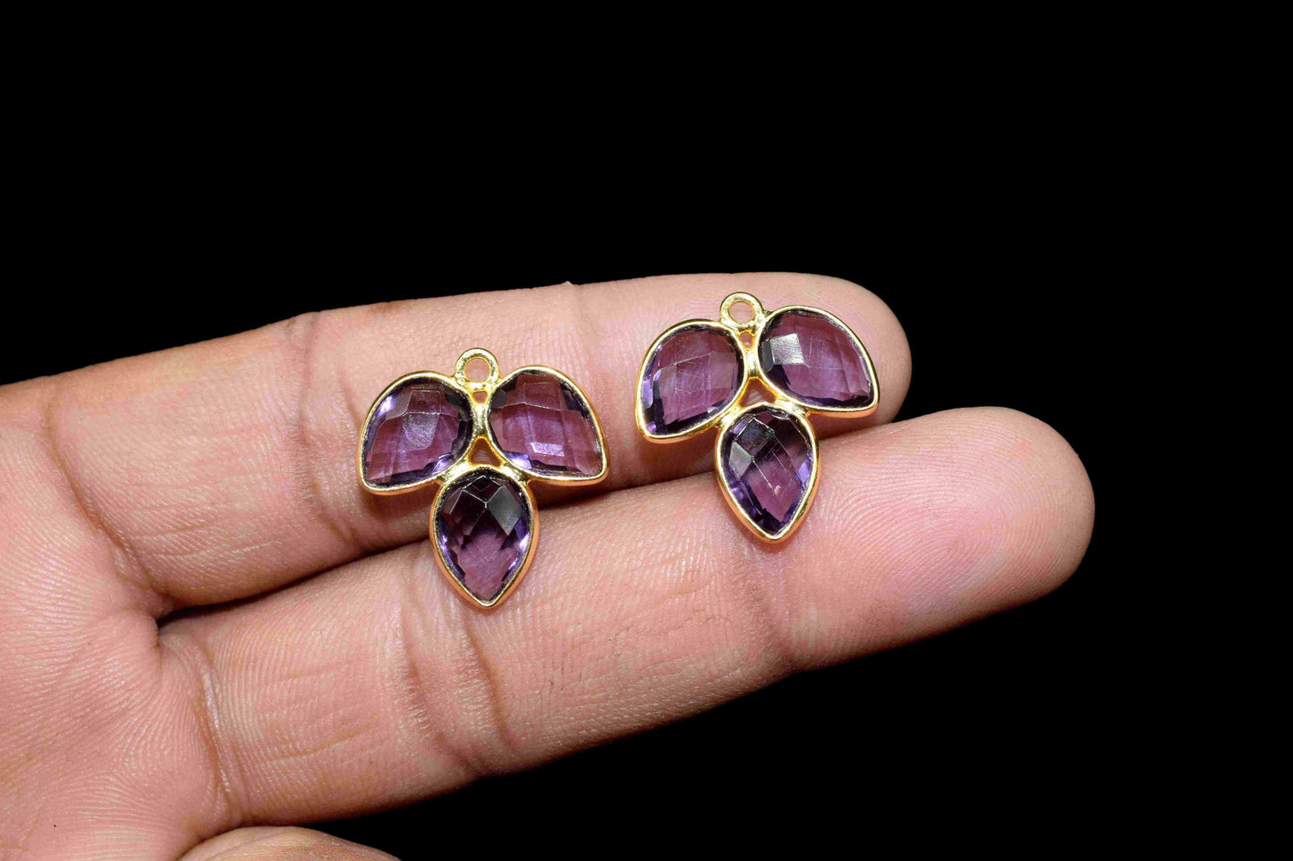 Amethyst component,Gemstone Component,Amethyst Quartz Bezel Component,Amethyst Jewelry Making Supply,Handmade Jewelry,Attached Bezel Pendant