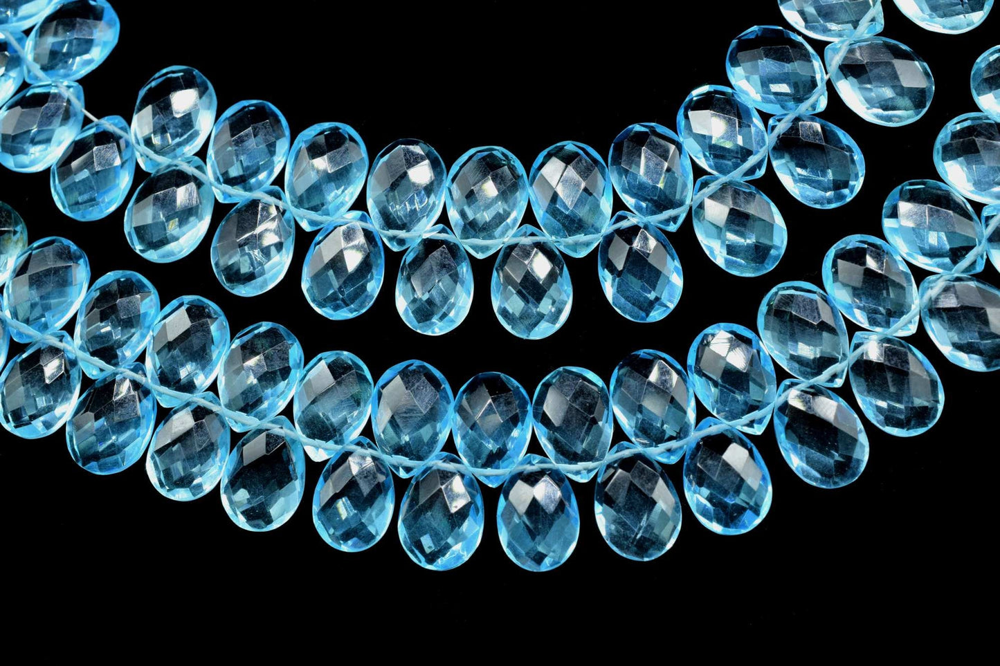 Sky Blue topaz Pear faceted Brioletes,8x12mm Pear Shape Briolettes Beads,9" Full Strand Sky Blue Topaz Beads,Finding Jewelry Supplies