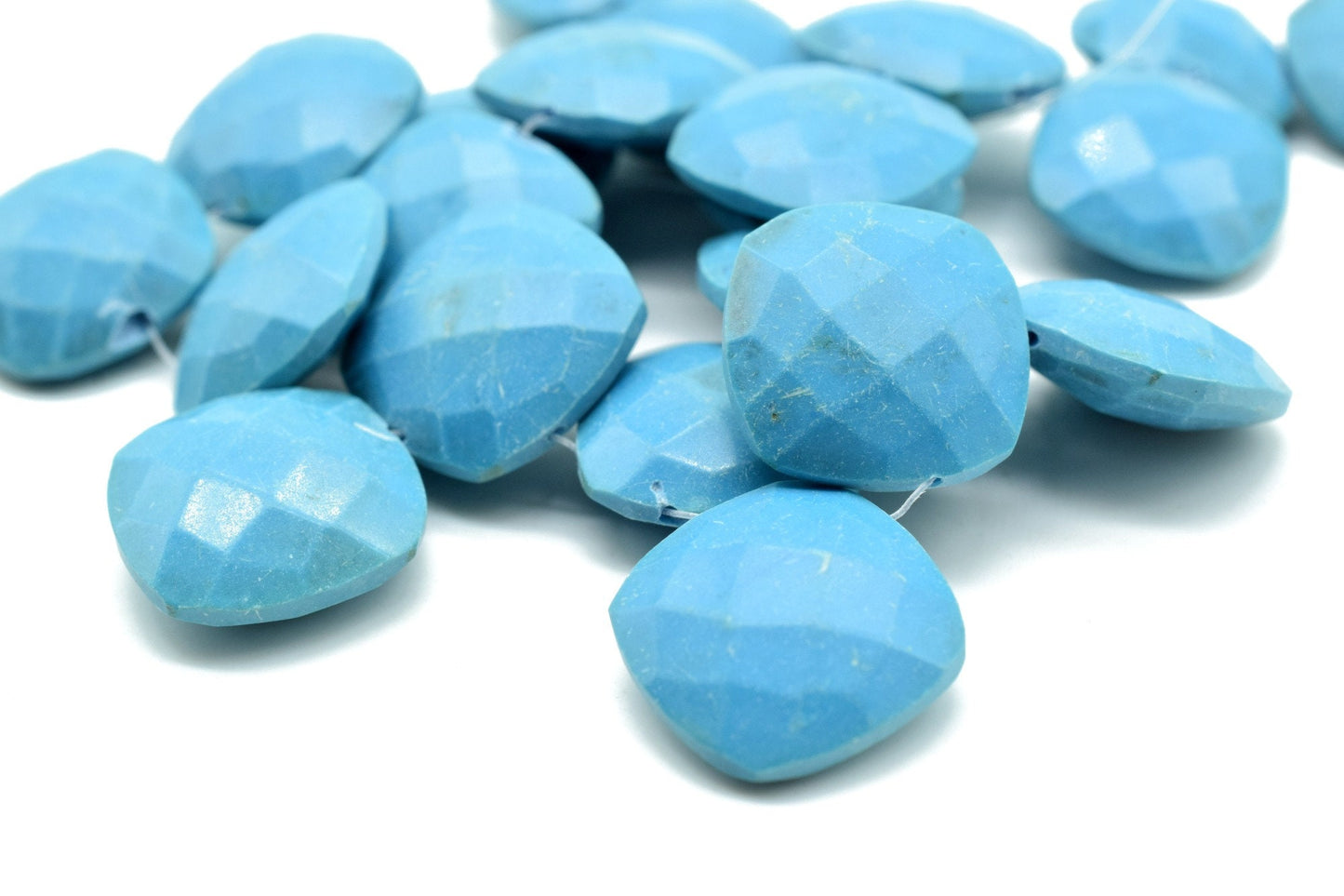 Blue Turquoise 14mm Cushion shape Briolettes,Turquoise Beads for making jewelry,Sky blue Turquoise Briolettes,Turquoise Cushion briolettes