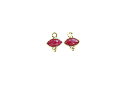 Gemstone Ruby Charms Pendant/Marquise Shape Pendant/Handmade Pendant/Tiny Pendant/Necklace Connector jewelry/Ruby Charms Jewelry/B'day Gift