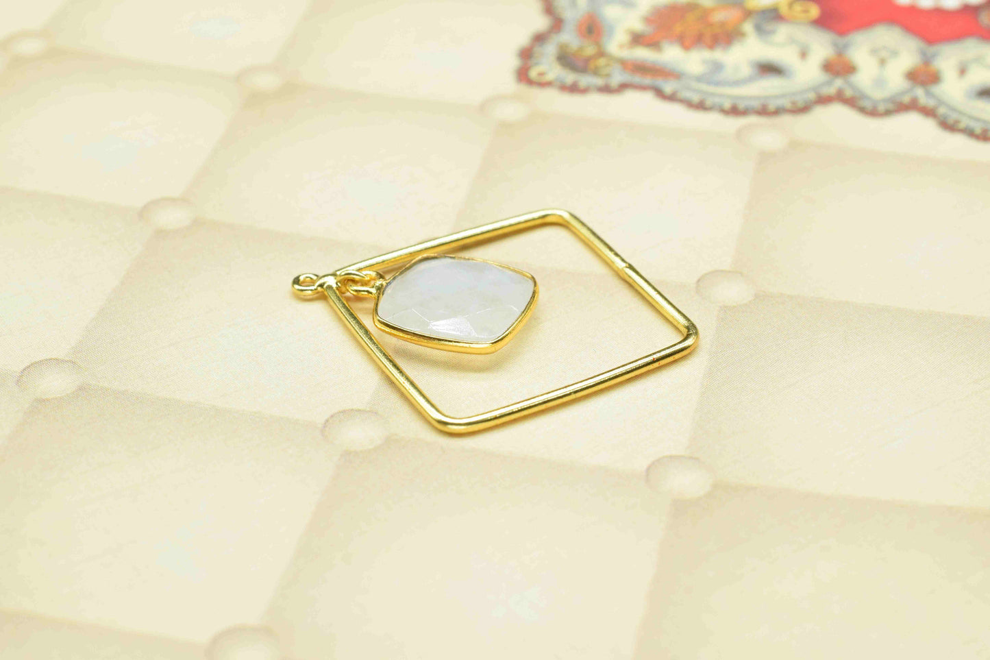 Square Bezel Pendant Connectors,Gemstone Craft Supply,Handmade Square Beads Jewelry,Components Earrings,Station Finding Link,Statement Gift