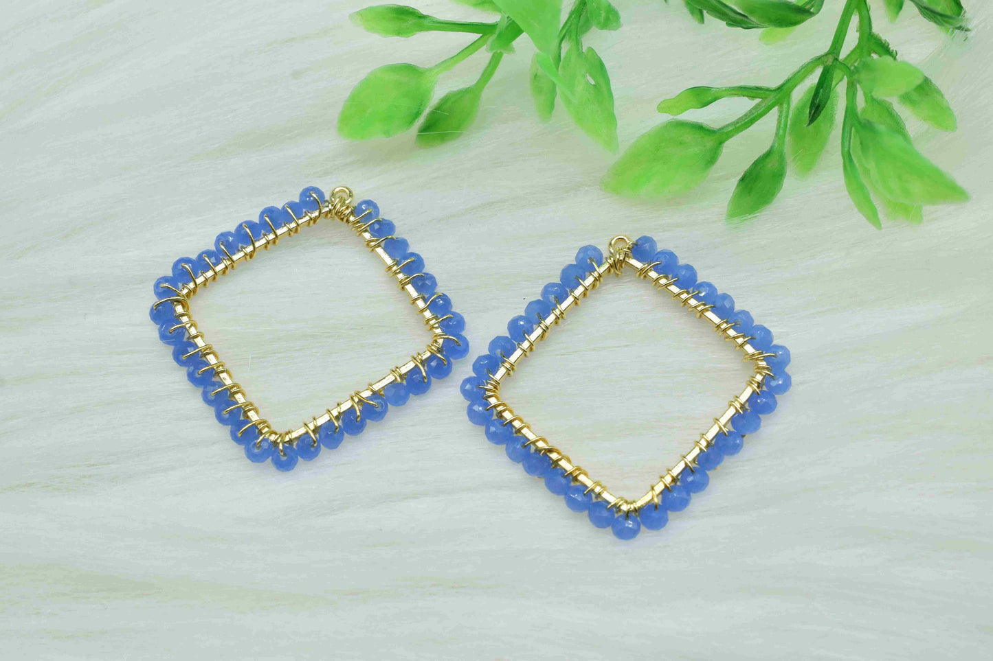 Aqua Quartz Wire Wrapped Dangle Connector, Gemstone Component, Finding Necklace Component Jewelry, Beaded Link Connector, Handmade Component