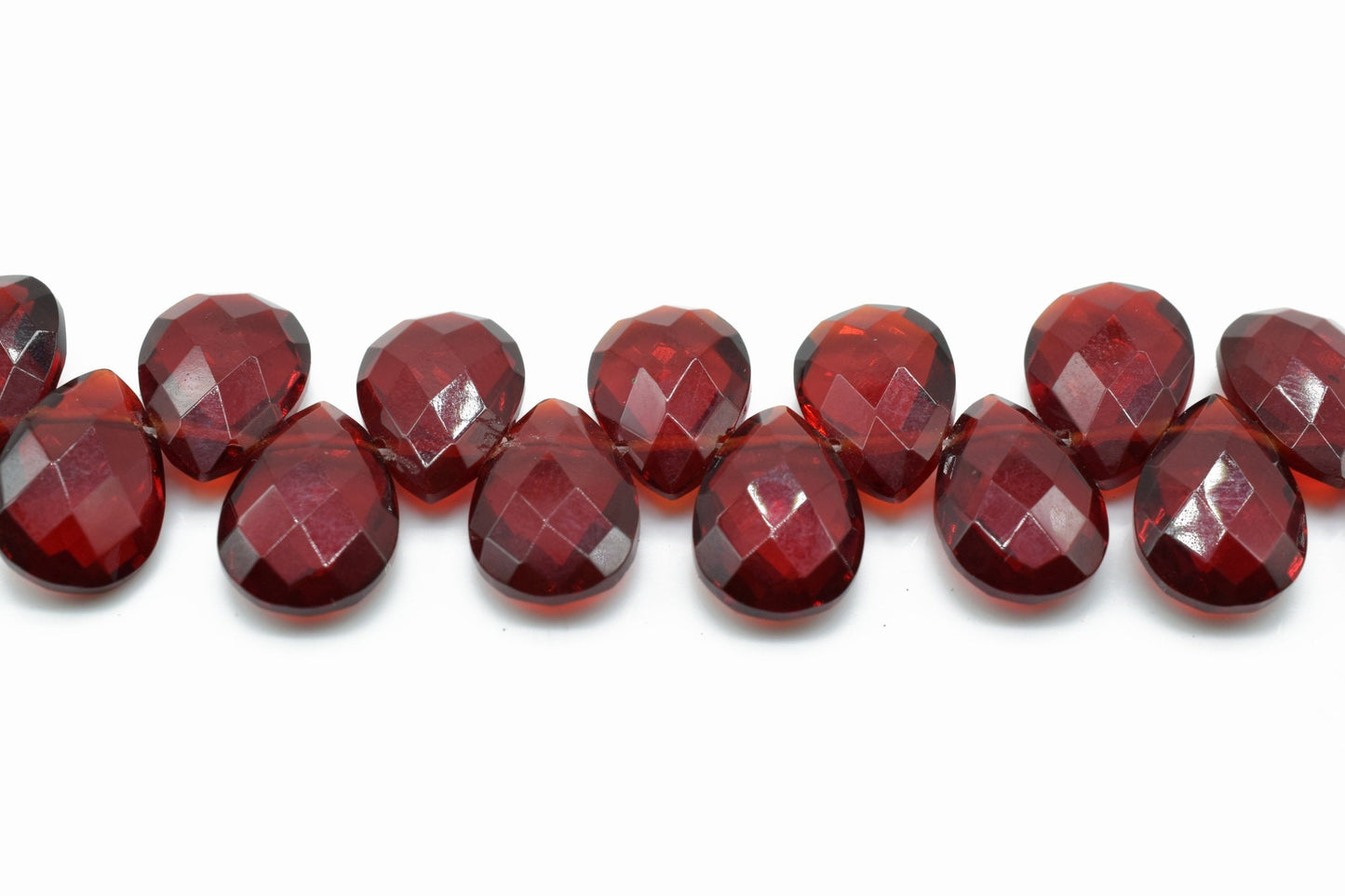 Red Garnet Quartz 9x13mm Faceted Pear Briolettes - Faceted Briolettes - Calibrated Gemstone - Chalcedony Pear Briolette,wholesale beads