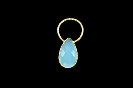 Aqua Chalcedony Jewelry Pendant/Aqua Charms Pendant/Gold Plated Jewelry/Brass Connector Charms/Handmade Jewelry/Women Jewelry/B'day Gift