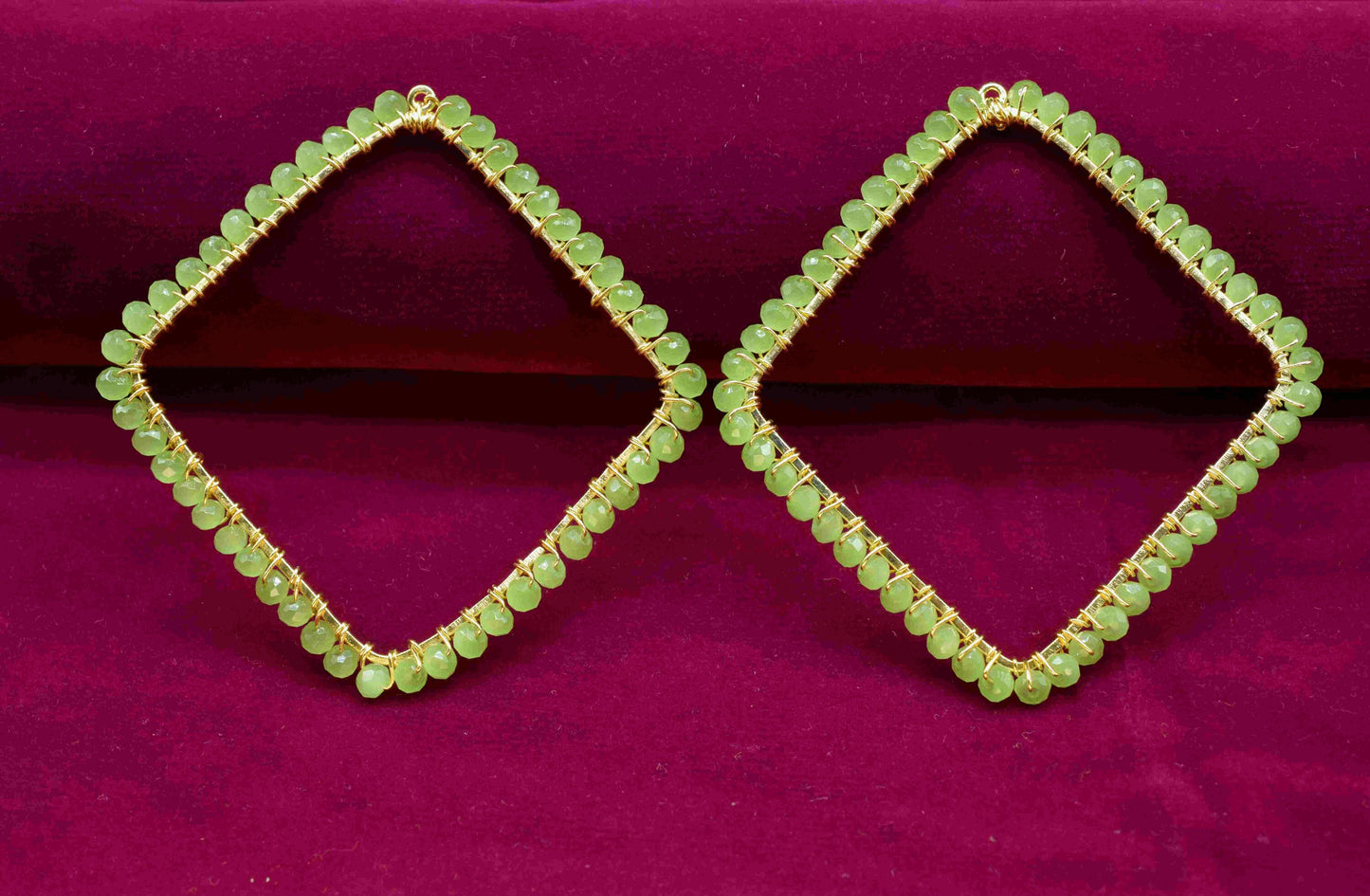 Prehnite Beaded Earring Connector,Gemstone Wire Wrapped Components,Dangle Earring Component,Finding Necklace,Pendant Jewelry Connectors,