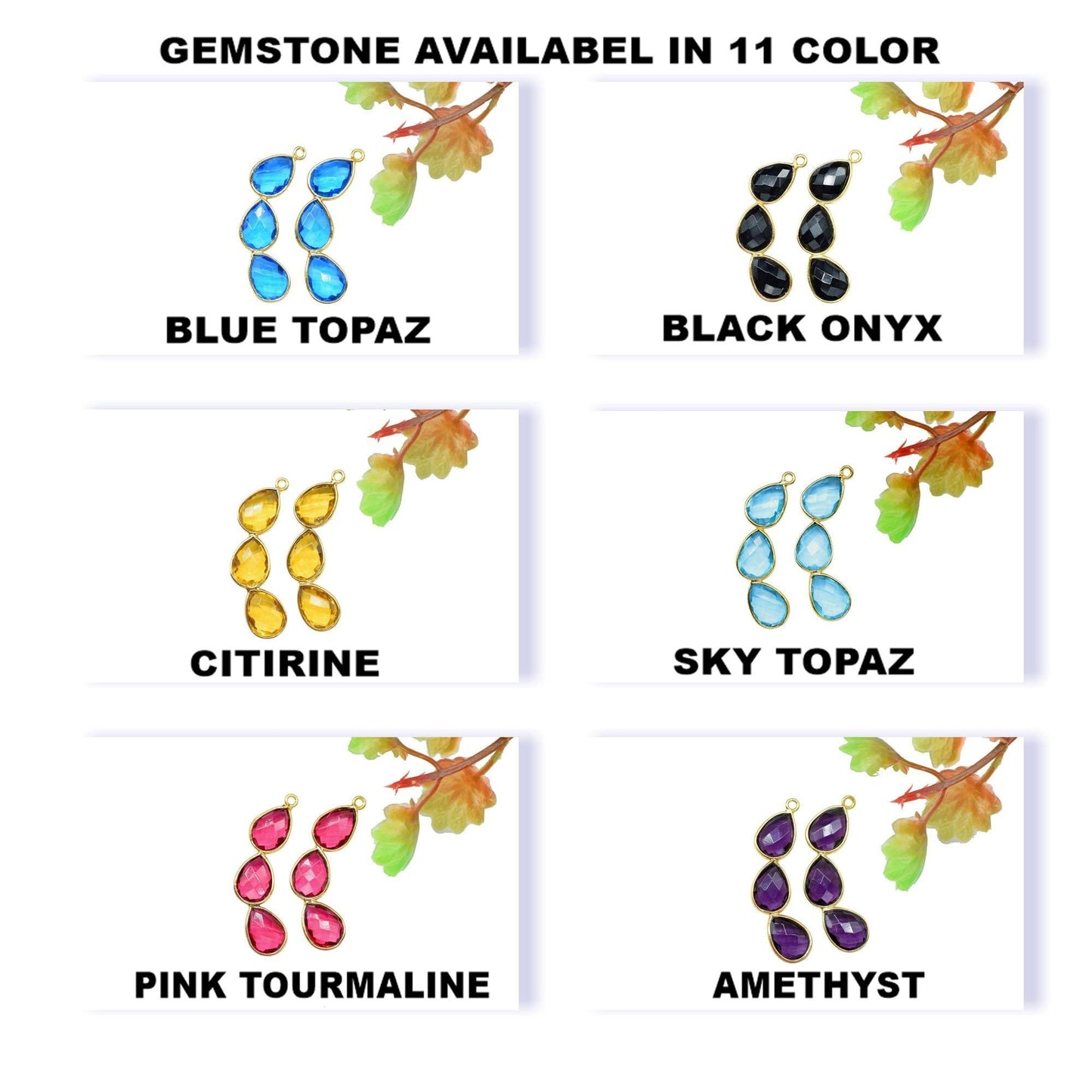 Components Pear Shape Connectors,Elegant Finding Beads,Three Stone Jewelry,Station Bezel Link,Components Earrings,Hanmade Craft Supply,Gift