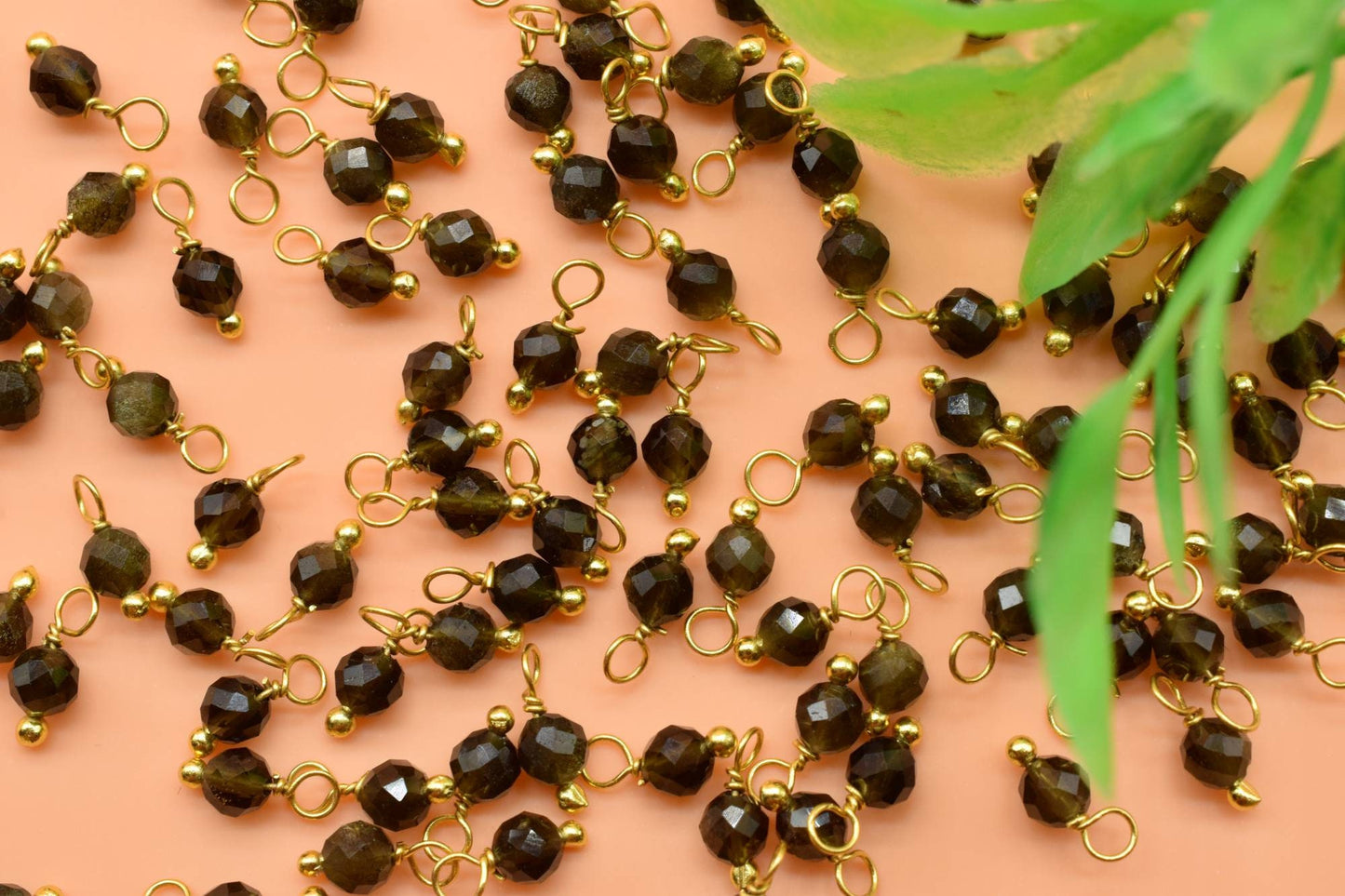 Cat's Eye Single wire wrapped Beads,Single Loop Connectors,Cat's Eye Faceted Beads,Cat's Eye Dangle Beads,Jewelry Making Supply,Tiny Charms