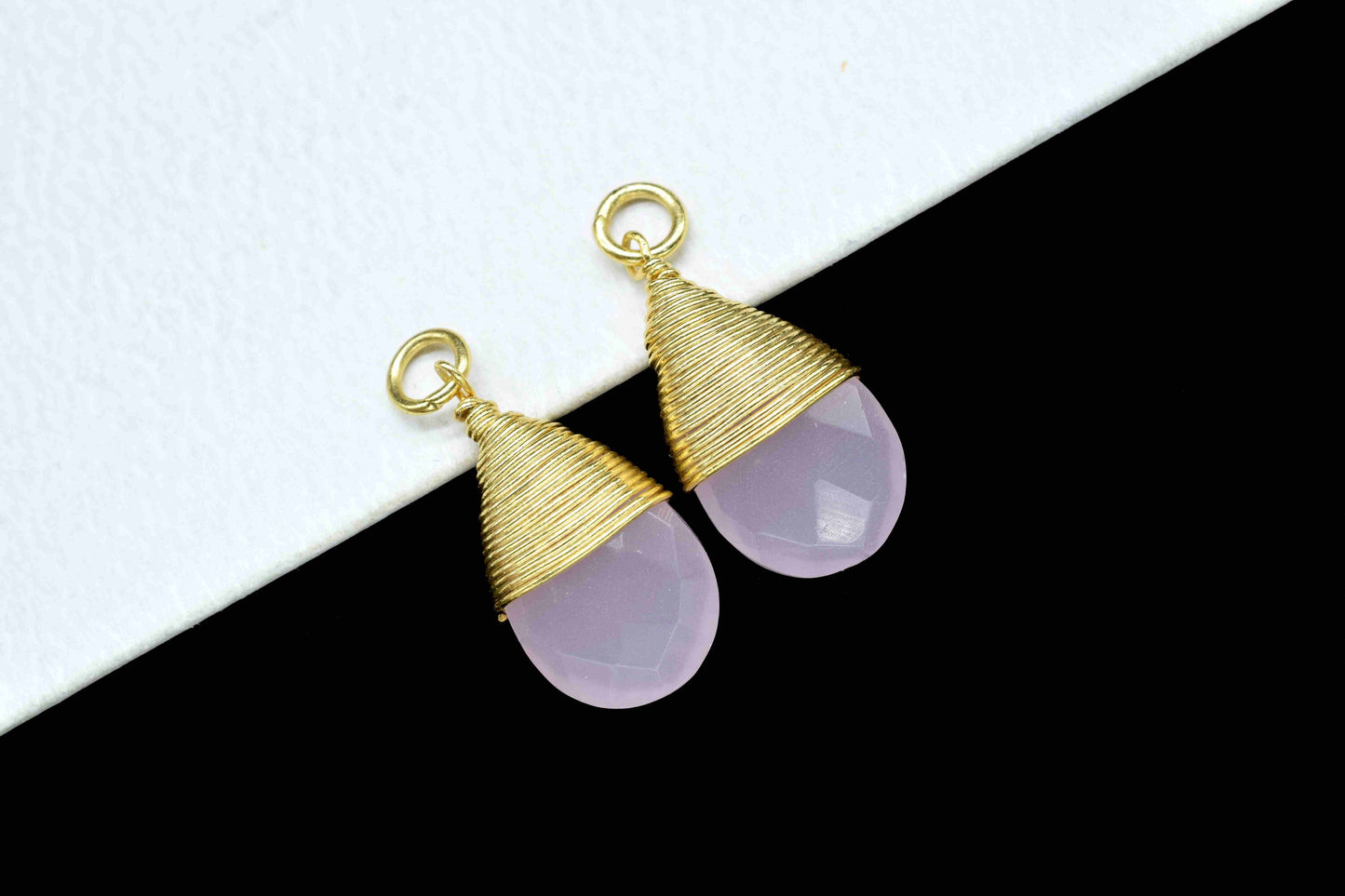 Rose Quartz Teardrop Faceted Connector, Gemstone Wire Wrapped Pendant, 10x18mm Teardrop Pendant Jewelry,Wire Wrapped Necklace,Quartz Jewelry