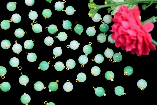 Chrysoprase 6mm Round Smooth Beads/Earring Components/Chrysoprase Single wire wrapped Beads/Round Beads Connector/Gemstone Beads/Gift