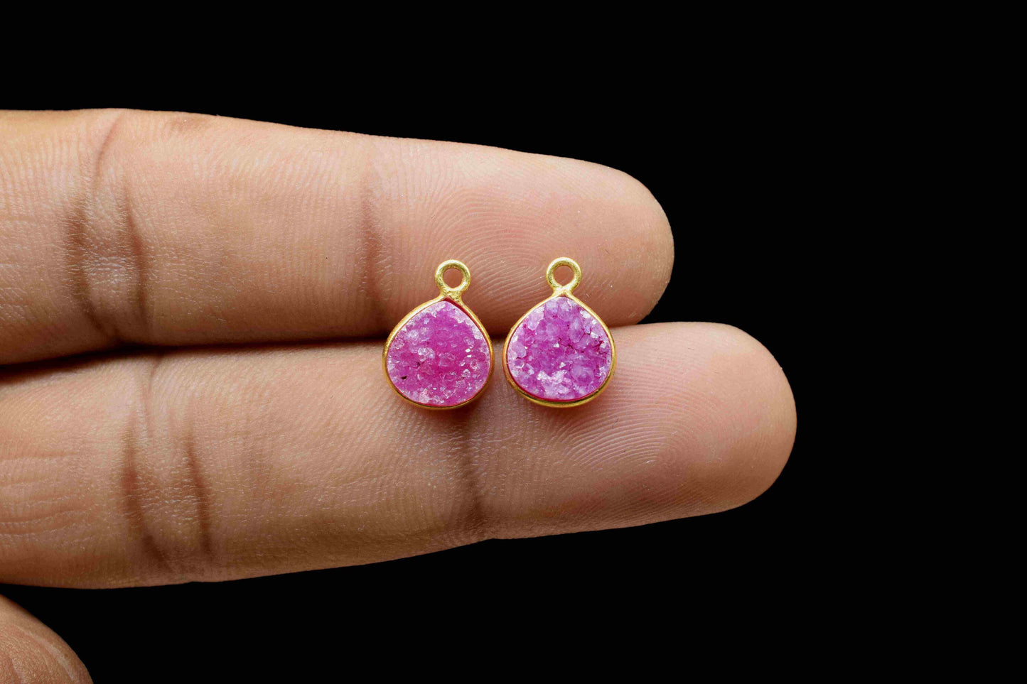 Pink Druzy Charm Pendants, 8mm Druzy Connectors,Pink Druzy Round Studs Ear post,Electroplated Light Pink Druzy Connectors,DIY Jewelry Making