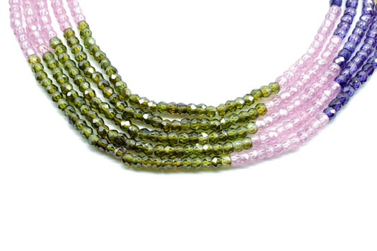 5 Strands AAA Quality Semi precious  3mm Faceted Rondelles Ready To Wear Necklace,AAA quality necklace strings , , necklace with thread lock