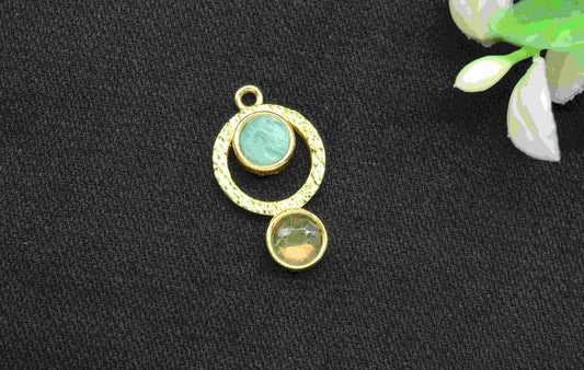Amazonite + Labradorite   Pendant , Multi Gemstone Handmade Pendant , Gold Plated Connectors ,Single Bail Gemstone Connector Charm