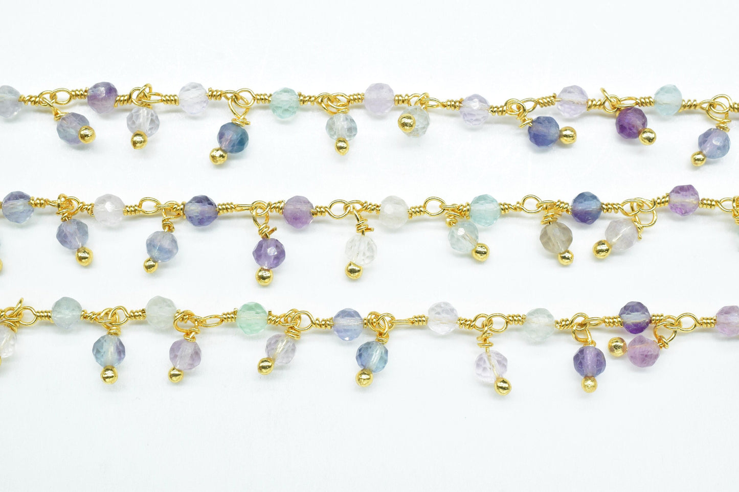 Multi Stone Dangling beaded Chain,Gemstone Rosary Chain,Wire Wrapped Necklace Chain,Multi Stone Cluster Rosary Chain,Handmade Beads Jewelry