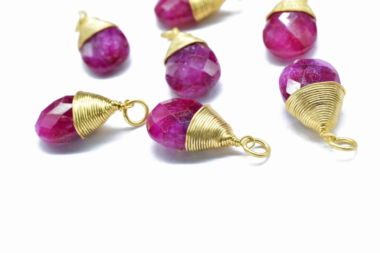Natural Ruby Teardrop Faceted Connector,Gemstone Wire Wrapped Pendant,10x18mm Connector,Pendant Jewelry,Wire Wrapped Necklace,Ruby Jewelry