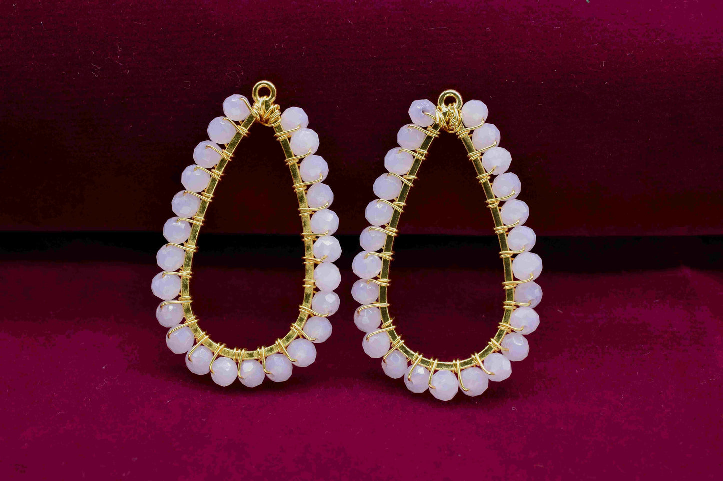 Pink Chalcedony Beaded Earring,Gemstone Components,Handmade Earring,Dangle Earring Components,Findings Earring Components- Connector Jewelry