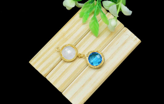 Moonstone Pendant Charms , Blue Topaz Dangle Earring Component , Multi Gemstone Dangle Earring , Component Jewelry , B'day Gift