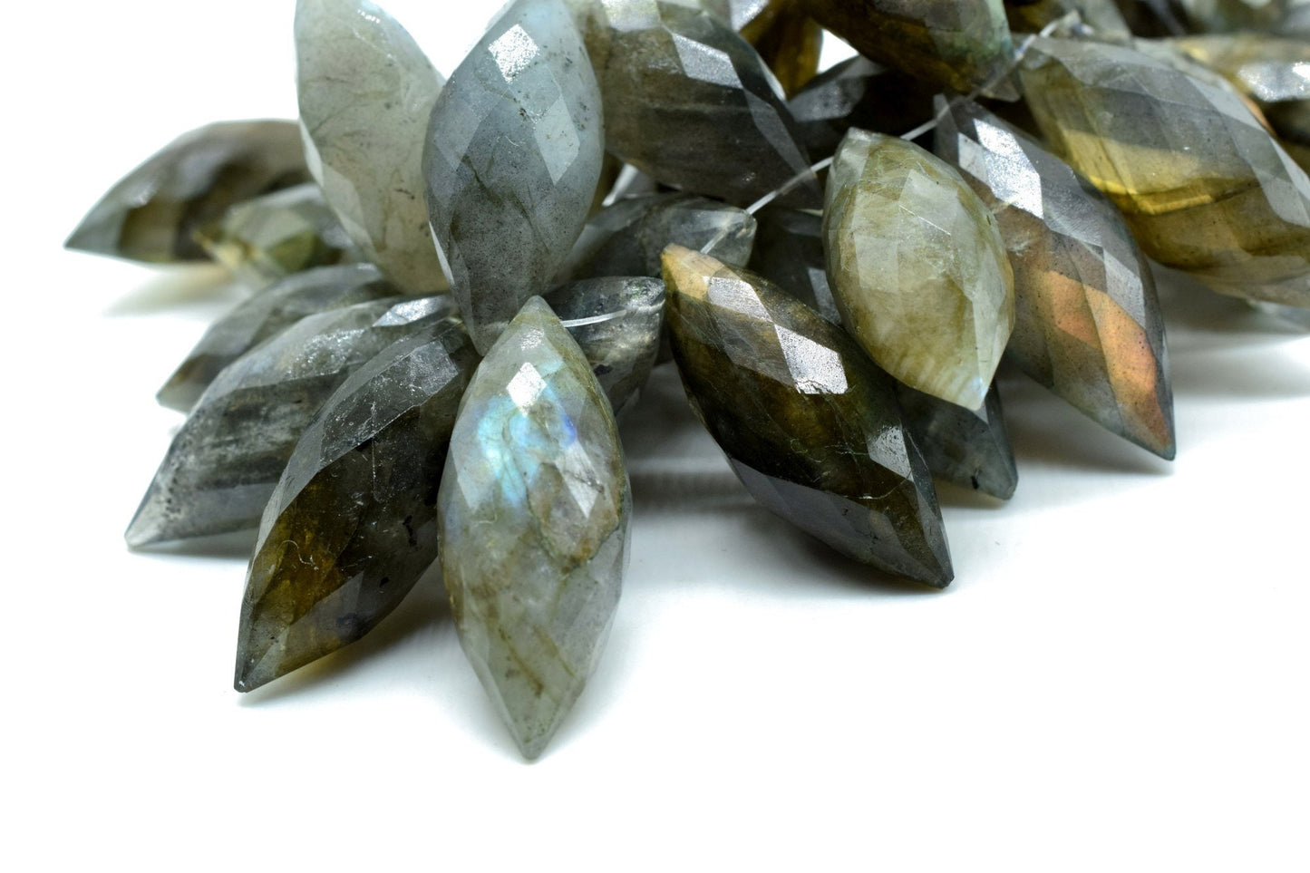 Labradorite faceted Dew Drops beads,7x14 mm Dew Drops briolettes,Spiky tear drops,jewelry making beads,Grey Gemstone briolettes,fancy Drops