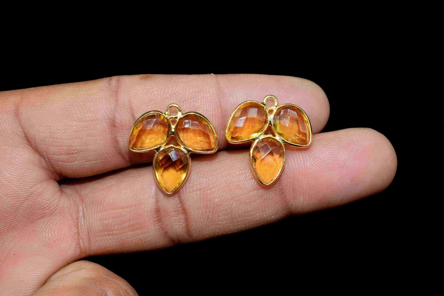 Citrine component,Handmade Jewelry,Citrine Quartz Bezel Component,Citrine Jewelry Making Supply,Gemstone Component,Attached Bezel Pendant