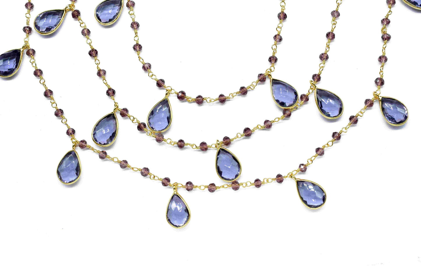 Amethyst 8x12mm Teardrop Shape Bezels Link Chain,Amethyst Handmade Bezel Link jewelry,Amethyst 3mm Faceted Beads Chain,Jewelry Making Chains