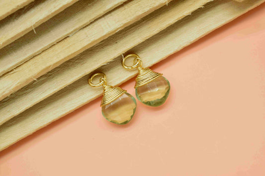 Green Amethyst Wire Wrapped Connectors, 8mm Square Gemstone Connectors,Single Loop Connectors,Green Bezel Pendant,Jewelry Making Supply,Gift