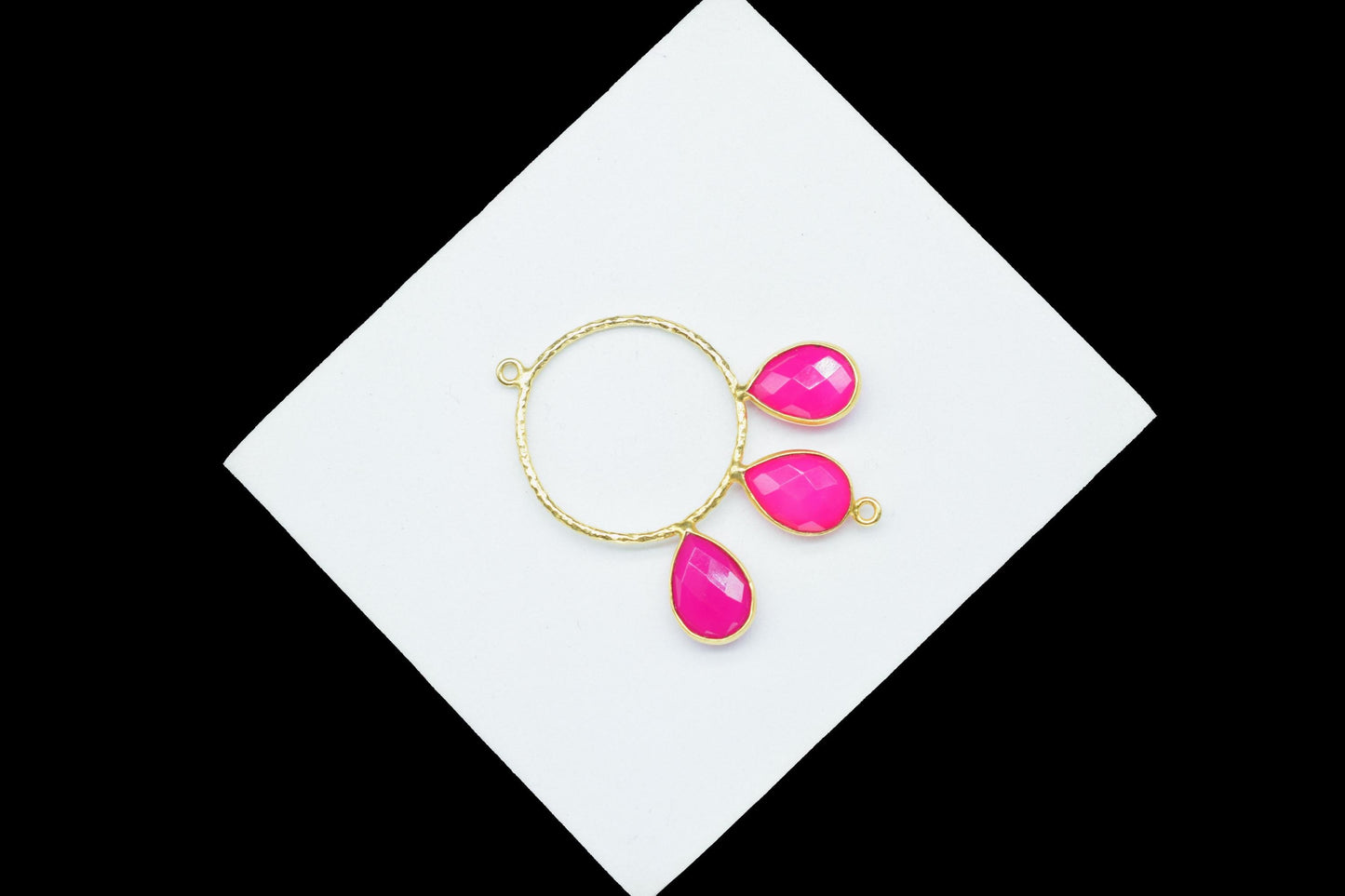 Pink Chalcedony Jewelry Connector/Connector Jewellery/Gold Plated Pendant/Handmade Jewellery/Double Bail Pendant/Women Jewelry/B'day Gift