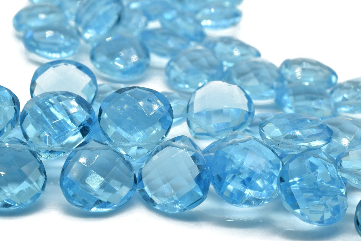 Sky Topaz 14mm Heart Shape Briolettes,Side drilled Briolette,Jewelry making supplies,craft supplies,Handmade Briolette,December Birthstone