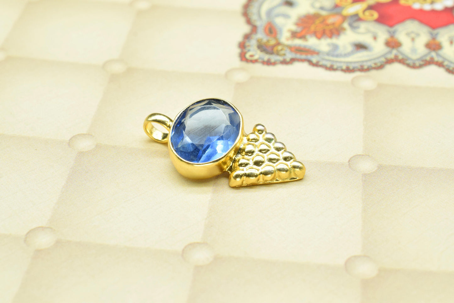 Tanzanite Quartz Pendant Charm,Brass Pendant,Vermeil Pendant Jewelry,Blue Gemstone Handmade Pendant,Statement Pendant,Loop Pendant,Gift